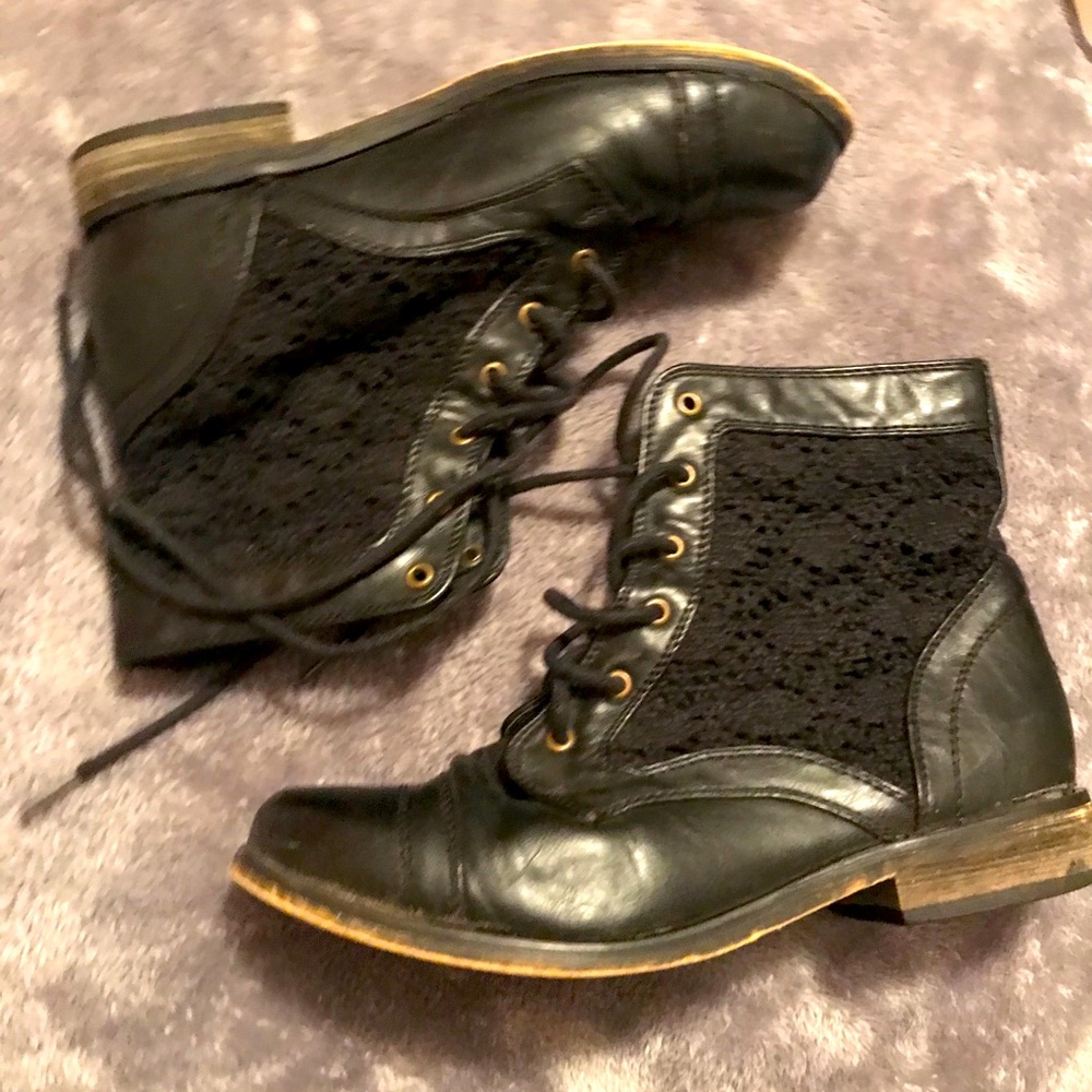 Black fashion combat boots